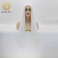 ZigZag Platinum White Wig Straight Glueless Synthetic Lace Front Wigs for White Women Heat Resistant Fiber Hair Long Cosplay Wig Gift ของขวัญ