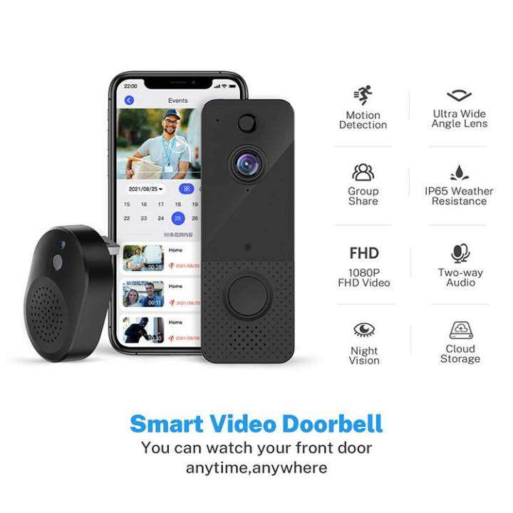WiFi Video Doorbell T8 Wireless Security Camera IP 720P Smart Door Bell Night Vision