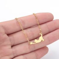 Chandler 316L Steel Cat Necklace Cat Playing Ball Cute Kitten Necklaces Kids Collares Female Simple Jewelry Pet Lovers Gifts