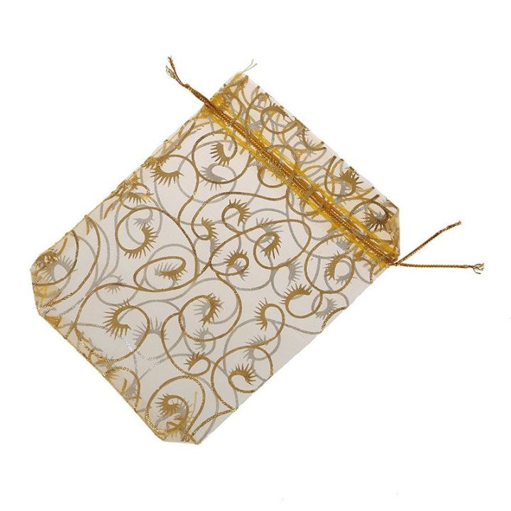 100pcs-10x15cm-eyelash-printed-gold-organza-bags-jewelry-pouch-bags-organza-drawstring-pouches-for-wedding-favors-candy-gift-bags