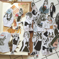 27PCS Fashion girl Stickers Fashion wear lady sisters Hand account material handbook sticker album DIY