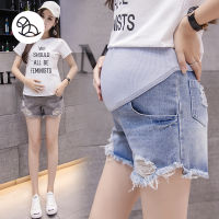 JZB603 Pregnant womens pants fashionable moms worn holes worn-out three-part denim shorts