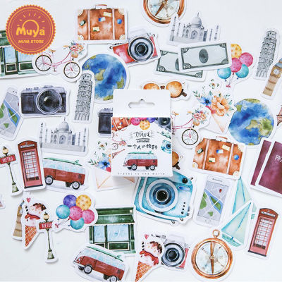 MUYA 46 Pcs/Box Vintage Travel Stickers for Journal Cute Mini Stickers DIY Scrapbooking