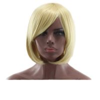 Bob Hair Wigs Straight with Flat Bangs Synthetic Cosplay Daily Party Wig for Women As Real Hair Bob Full Bang Wig