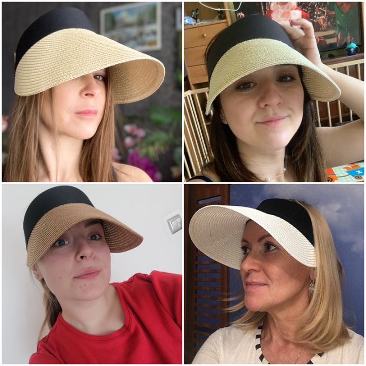 หมวกฟางผู้หญิงเมจิกเทปทรงปานามาไม่มีลายหมวกกันแดดฤดูร้อนของผู้หญิง2020แว่นกันแดดตกปลา-mz010ชายหาด