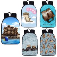 Kawaii Sea Otters Print Backpack for Teenage Girls Boys Fashion Schoolbags Women Men Laptop Backpack Daypack Kids Gift Bookbags