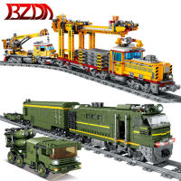 BZDA Rail Track Train Technical Building Blocks Military Series ideas Rail Maintenance Train Model Toys For Kids Birthday Gifts