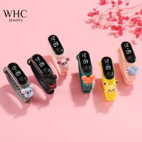 WHC นาฬิกาอิเล็กทรอนิกส์สำหรับเด็ก,นาฬิกาแฟชั่นลายการ์ตูน LED ระบบสัมผัสกันน้ำได้สำหรับเด็กผู้ชายและเด็กผู้หญิง