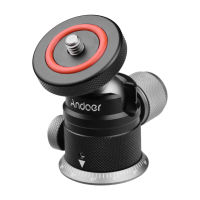 Andoer อะลูมินัมอัลลอยลูกบอลขาตั้งกล้อง Head Mount Panoramic 360 ° หมุน180 ° พลิกปรับฐาน 1/4ติดตั้งสำหรับ DSLR กล้องไร้กระจกที่ยึดขาตั้งกล้อง