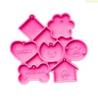 blg DIY Dog Bone Pet Tag Keychain Silicone Epoxy Mold Geometric Love Shape Pendant Crafting Mould for Valentines Love 【JULY】