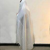 Tallit ดีไซน์ใหม่อิสราเอลชาวยิว Talit สีขาวโพลีเอสเตอร์ขนาดใหญ่ผ้าคลุมสวดภาวนา Tallit พร้อมถุง140X190cm