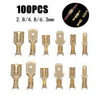 【hot】◘✇✚  100PCS 2.8mm 4.8mm 6.3mm Splice Male and Female Wire Spade Connectors Crimp Terminals