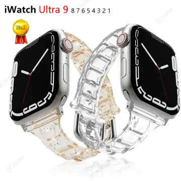 Clear Band + Case for Apple Watch Series 9 8 7 6 SE 5 49mm 45mm 44mm 42mm  41mm Transparent for iwatch 3 38mm 40mm Plastic Strap