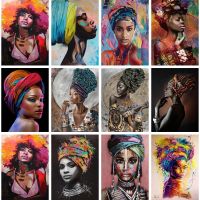 Abstract African Black Woman Canvas Painting Modern African Girl Posters and Prints Wall Art Pictures for Living Room Home Decor