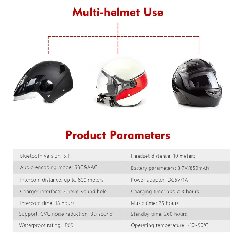 Vnetphone 2PCS 1200M Motorcycle Bluetooth Helmet Intercom For 6 Riders BT  Wireless Waterproof Interphone Headsets MP3