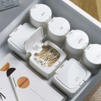 Mini Storage Box with Cotton Swab Tag Toothpick Box Makeup Jewelry Organizer for Desk Office Bedroom Drawer Storage Bucket