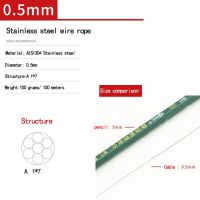 เชือกลวดสแตนเลส304ขนาดเส้นผ่าศูนย์กลาง0.5ถึง5มม. 20ถึง100เมตรสายอ่อนสำหรับตกปลาสายกันสนิม