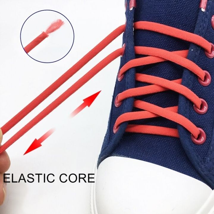 เชือกผูกรองเท้ารองเท้าหัวเข็มขัดโลหะสำหรับเด็ก1คู่-f093เชือกไม่ต้องผูกเชือกรองเท้ายืดหยุ่นได้สำหรับเด็ก