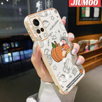 เคส JIUMOO สำหรับ Vivo X60 X60 Pro เคสการ์ตูนน่ารักสีเทียนหน้าแข้งด้านข้างขอบสี่เหลี่ยมเคสมือถือกันกระแทกฝาปิดเลนส์เต็มรูปแบบเคสซิลิโคนนิ่ม