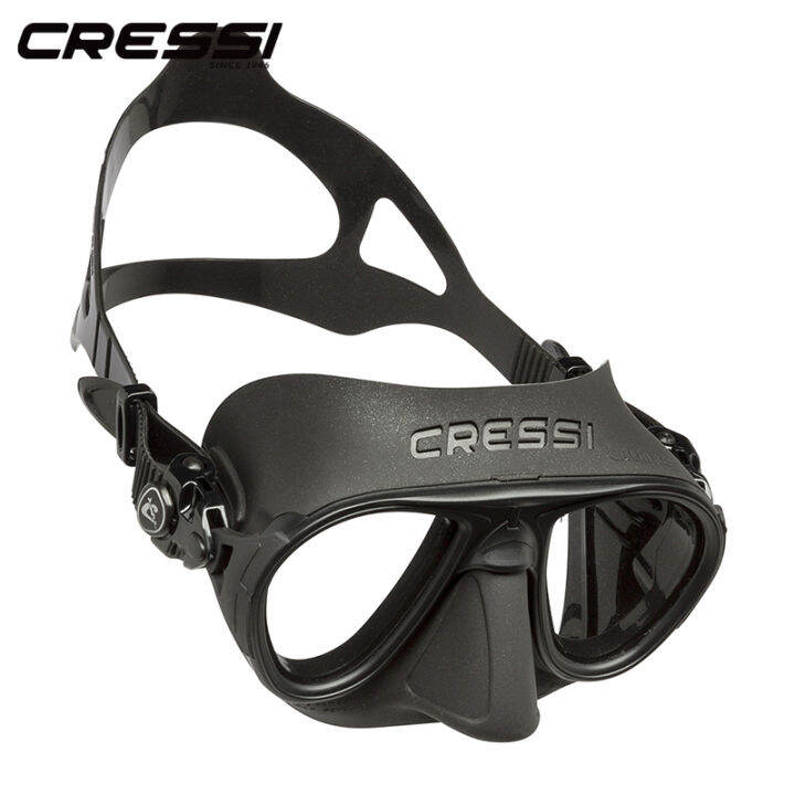 nsbk53eemmt-cressi-calibro-freediving-scuba-หน้ากากดำน้ำตัดหมอกปริมาณต่ำมุมมองกว้างกระจกเทมเปอร์2หน้าต่างเคลือบสำหรับผู้ใหญ่