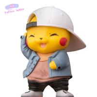 ของเล่นโมเดลอะนิเมะ8Cm สำหรับตกแต่งคอลเลกชันรถยนต์ตุ๊กตาโปเกมอน Pikachu ปิกาจูตุ๊กตาขยับแขนขาได้ผ้าเดนิม