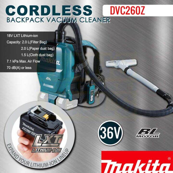 Makita DVC260Z Brushless Cordless Backpack Vacuum Cleaner 36V LXT