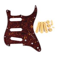 ชุด FLEOR 11หลุม Pickguard กีตาร์ SSS และ48/50/52มม. สวิตช์ลูกบิด2T1V ที่คลุมจานเสียงชิ้นส่วนกีต้าร์