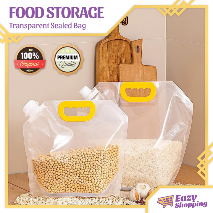 Grain Moisture-proof Sealed Bag, 10PCS Transparent Grain Storage Suction  Bags,Reusable Airtight Smell Proof Packaging Bags