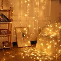 【LZ】◐☃℡  LED USB Christmas Fairy Lights Decor Garland Curtain String Light Bedroom Garland Ornament Xmas Tree Props Navidad New Year