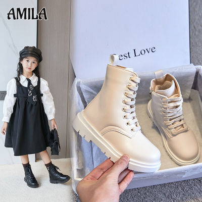 AMILA รองเท้าบูตเด็กผู้หญิงพร้อมรองเท้าขนแกะรองเท้าเด็กผู้หญิงรองเท้าบูทเด็กรองเท้าบูท Martin สูง