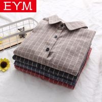 □✺□ EYM 2021 Spring New Women 39;s Plaid Shirt Brand Cotton Casual Women Long Sleeve Blouses Tops Feminina Office Ladies Blouse Blusas