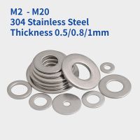 M2 M2.5 M3 M4 M5 M6 M8 M10 - M20 304 Mesin Cuci Datar Baja Tahan Karat untuk Baut Sekrup Gasket Polos Ketebalan Logam Datar 0.5 0.8 1Mm