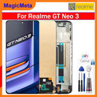 MagicMeta TFT สีดำ6.7นิ้วสำหรับ OPPO Realme GT Neo 3 GT ชิ้นส่วนจอสัมผัสแอลซีดีของเครื่องแปลงดิจิทัล Neo3พร้อมกรอบสำหรับ RMX3561หน้าจอ RMX3560