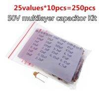 25values*10pcs=250pcs  50V multilayer capacitor MLCC kIt 5.08MM  10pF-10uF capacitors WATTY Electronics