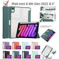 สำหรับ iPad Mini 6th Generation 2021 8.3 "แท็บเล็ตอะคริลิคสมาร์ทเคสพร้อมที่ใส่ดินสอ