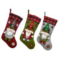 Christmas Stockings 3 Pack Big Xmas StockingsPlush Socks Gift Bags for Kids Decor Home Ornament Holiday Party Supplies