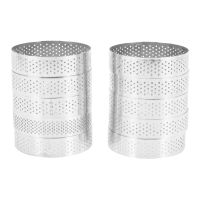 100 Pcs Circular Stainless Steel Tart Ring Tower Pie Cake Mould Perforated Cake Mousse Ring,8cm