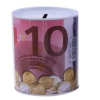Metal Tinplate Cylinder Piggy Dollar Photo Box Bank Euro Household Saving Money Box Home Storage Organizers