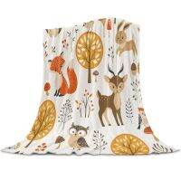 2023 Forest Animal Woods Owl Fox Deer Blanket Mat Coral Fleece Throw for Bed Home Bedroom Sheet Kids Aldult Flannel Blankets