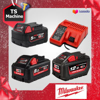 MILWAUKEE แท่นชาร์จแบตเตอรี่ แบตเตอรี่ M18™ High Output™ ขนาด 5 (B5), 8 (HB8), 12 (HB12) แอมป์ M12-18C ชาร์จ 12V และ 18V