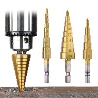 {SAVAGE Hardware Tools} 3PCS Straight Groove Step Drill Bit Set 3 12/4 12/4 20Mm HSS Titanium Coated Wood Metal Plastic Hole Cutter Core Drilling Tools