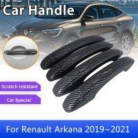 Carbon Fiber Door Handle Cover For Renault Arkana 2019 2020 2021 Megane Conquest Samsung XM3 Car Decorate Accessories Stickers