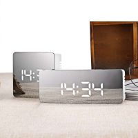 LED Mirror Alarm Clock Digital Clock Snooze Time Electronic Large Time Temperature Display Night Mode Home Decoration Clock