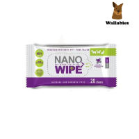 Nano Wipe ขนาด18x20 cm. 20แผ่น EXP:05/2025 ผ้าเปียกเช็ดตัว ทิชชู่เปียก สูตรนาโนซิลเวอร์ สำหรับสุนัข แมว กระต่าย