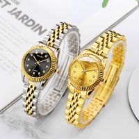 Couple Quartz Watch for Women Men Diamond Stainless Steel Calendar Lover Simple Leisure Fashion Gold Clock Wristwatch Relogio