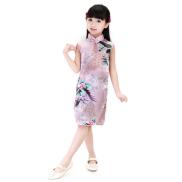 SANTO Ngọt Trẻ em Qipao Các cô gái Con công Không tay Trang phục truyền