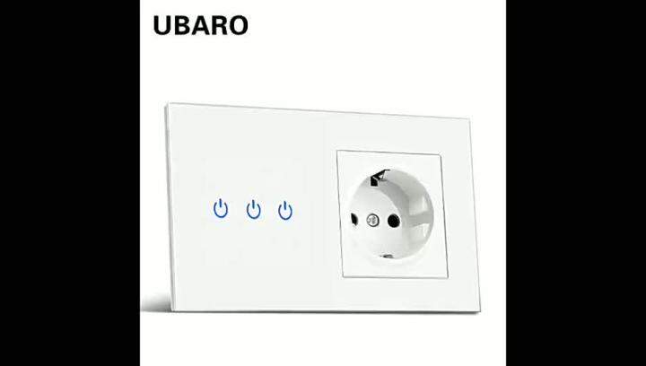 UBARO สหภาพยุโรปมาตรฐานกระจกแผงโคมไฟติดผนังสวิทช์สัมผัสกับซ็อกเก็ต ...