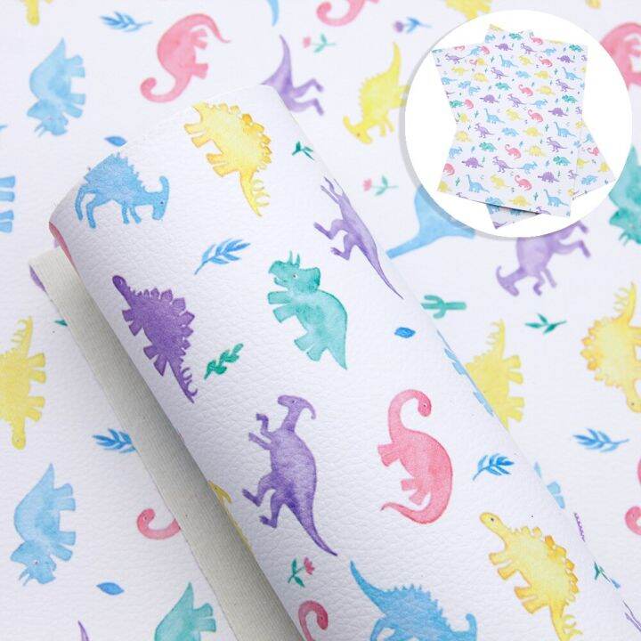 20-33cm-litchi-craft-dinosaurs-cartoon-pattern-faux-leather-sheets-soft-synthetic-fabric-for-earring-bags-bow-jewelry-wallet-diy-fishing-reels