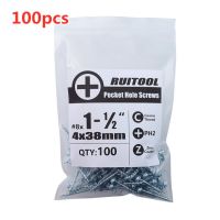 100pcs Pocket Hole Screws 25-63mm Coated Cross Self Tapping Screw ST4 Drive Screw For Pocket Hole Jig System Fasteners Screws Nails Screws  Fasteners