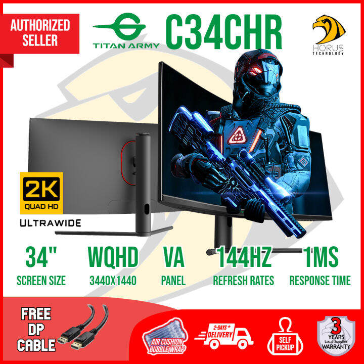 TITAN ARMY 34” Curved Ultrawide 2K 144Hz 1ms Gaming Monitor (C34CHR ...